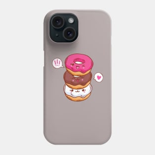 Group of three cute kawaii donuts. Phone Case