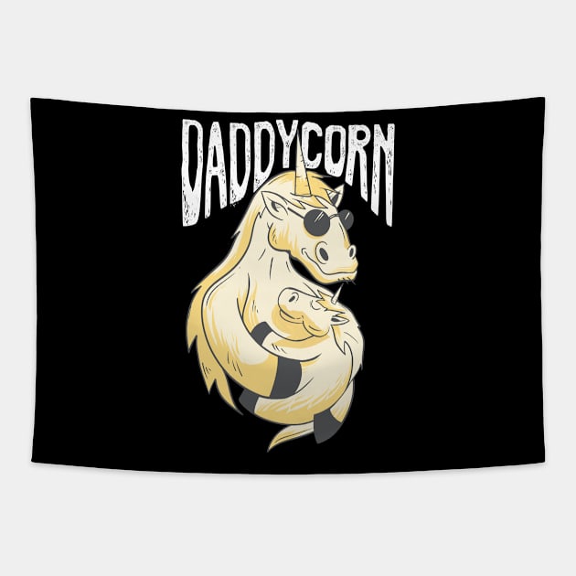 Daddycorn Unicorn Daddy Baby Fathers Day Tapestry by Ramadangonim
