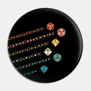 Polyhedral Dice with Retro Dice Trails Tabletop RPG Pin