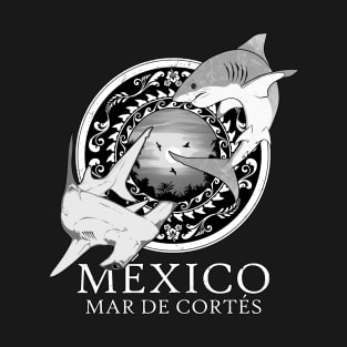 White Shark and Hammerhead Shark Mexico Sea of Cortez T-Shirt