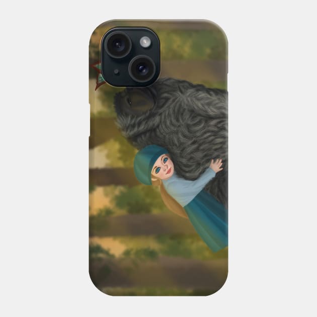 Friendship of a girl and Newfoundland dog Phone Case by Athikan