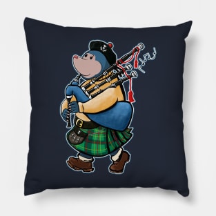 Scottish Mole Of Kintyre Marching With Bagpipes Pillow