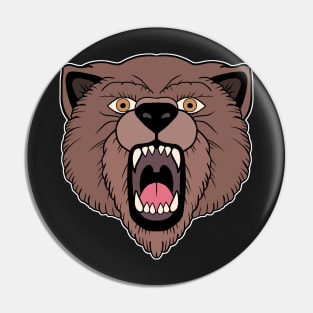 Traditional Tattoo Roaring Bear Head with Teeth Pin