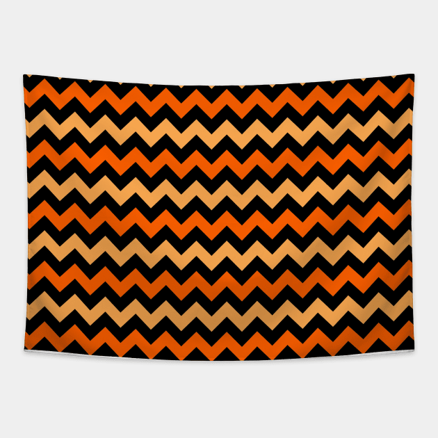 Black and Orange Zigzag Pattern Tapestry by saradaboru