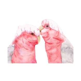 Couple galah cockatoo pink grey watercolor T-Shirt