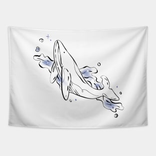 retro bright whale Tapestry