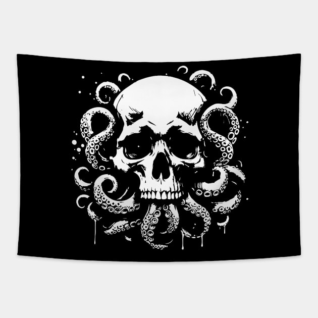 skull kraken Tapestry by lkn