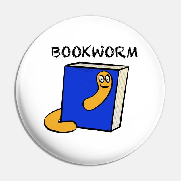 Book Lovers Bookworm Illustration Pin by WelshDesigns