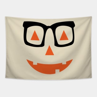 Halloween Pumpkin face with glass Tapestry