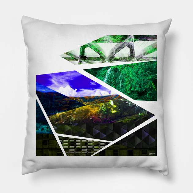 oaxaca in colors, art, marble and architecture landscape ecopop collage photo Pillow by jorge_lebeau