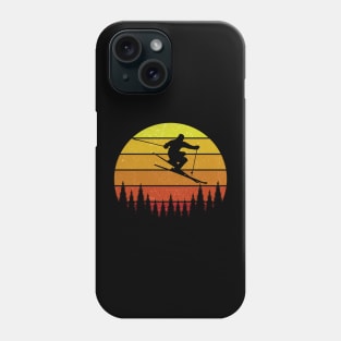 Skiing Gift For Skiers Retro Vintage Sunset Phone Case