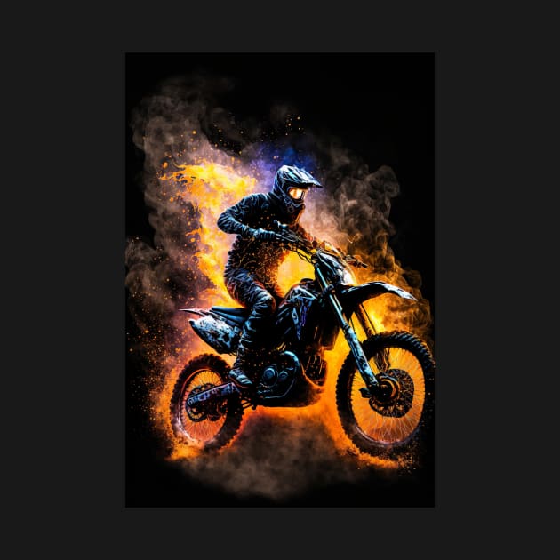 Dirt Bike With Flames by KoolArtDistrict