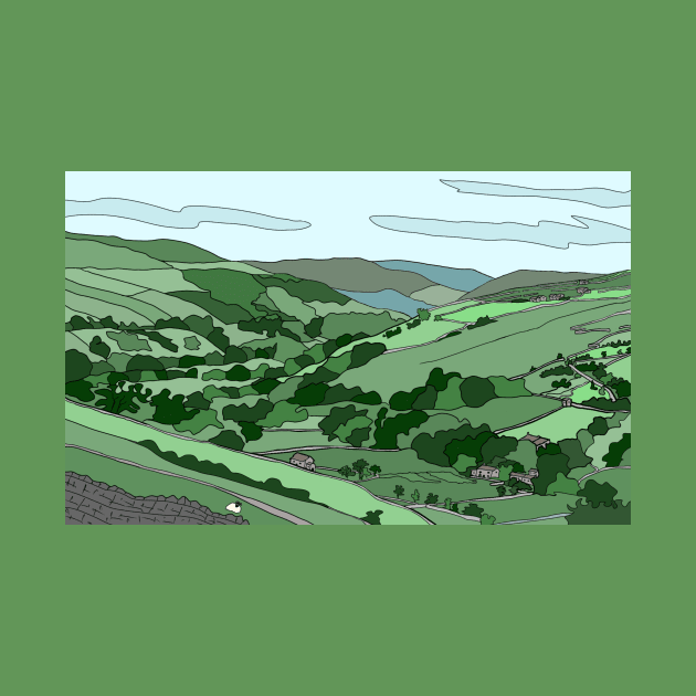 Swaledale, Yorkshire Dales, near Downholme Viewpoint - digital art by JennyCathcart