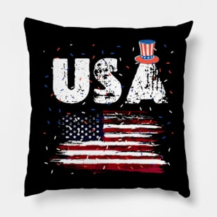 Rainbow American Flag Women Patriotic Shirt 4th of July Memorial  Patriotic style retro vintage 80s Pillow