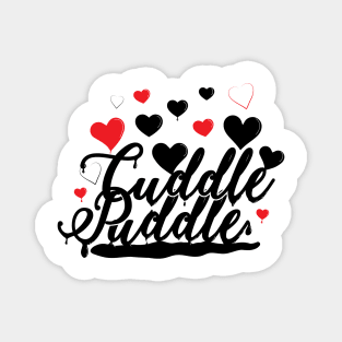 Cuddle Puddle with Red Hearts Magnet