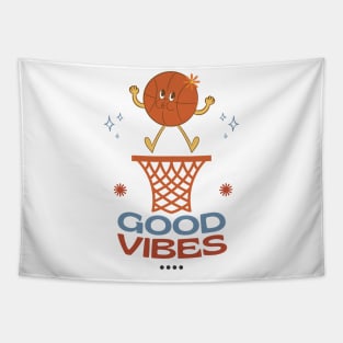 Retro Style Funny Basketball Art Tapestry