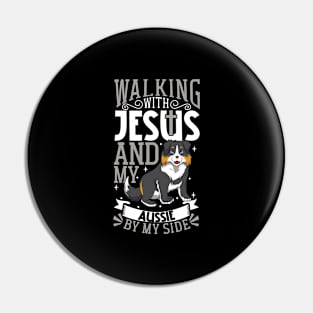 Jesus and dog - Australian Shepherd Pin