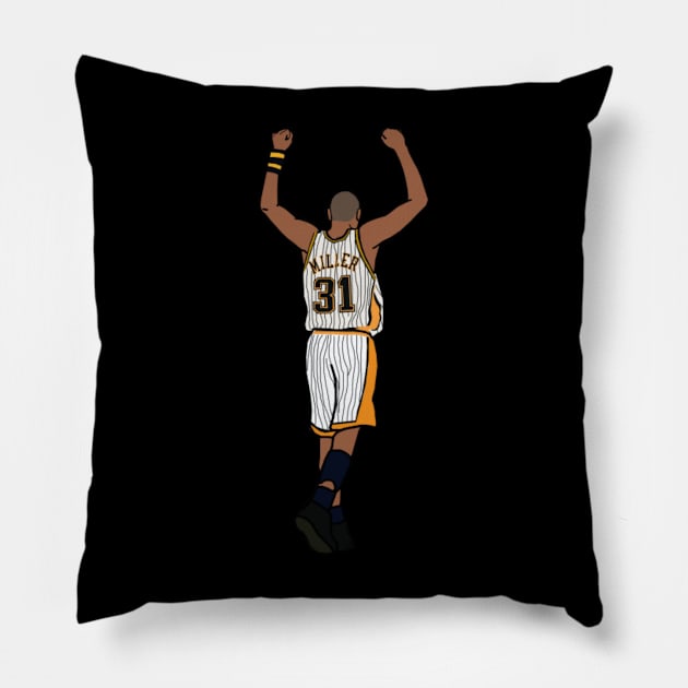 Reggie Miller Throwback Celebration Indiana Pacers NBA Pillow by IveyEricssonArt