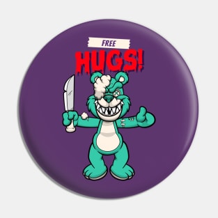 Cute Retro "Free Hugs" Evil Teddy Bear Pin