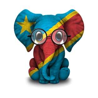 Baby Elephant with Glasses and Congo Flag T-Shirt