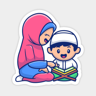 Moslem women and boy reading Magnet