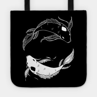 white on black spirit fish atla Tote