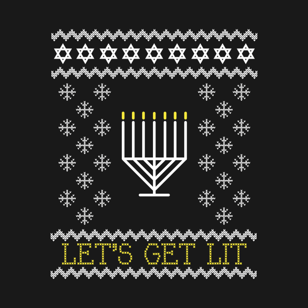 Let’s Get Lit Funny Hanukkah Ugly T Shirt for Men & Women by mnktee