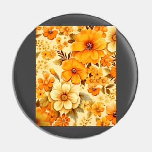 Orange and Yellow Summer Flowers Pattern Pin