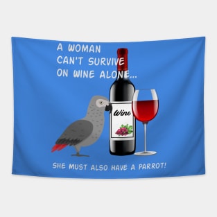 African Grey Parrot Wine Loving Drinking Tapestry