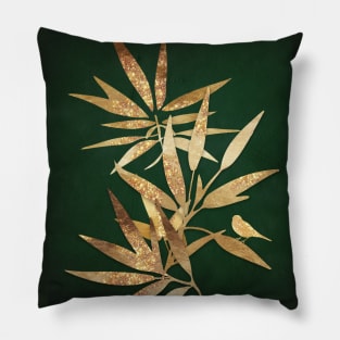 Golden Bamboo Leaves Pillow