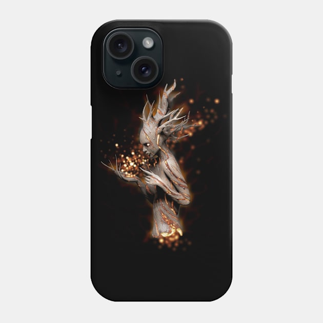 Spirit of the dead tree (gold) Phone Case by Liquid Feline