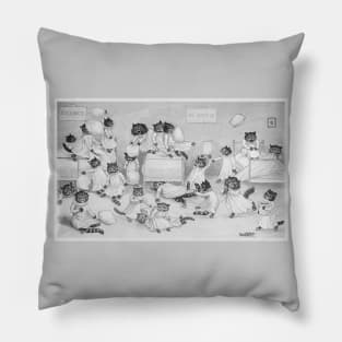 Funny Cats Pillow Fight by Louis Wain Pillow