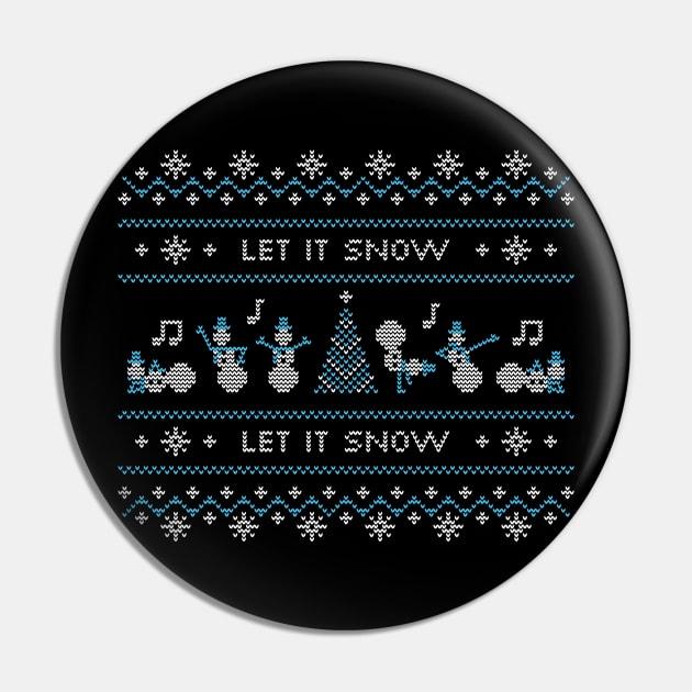 Ugly Christmas Sweater Let it Snow Dancing Snowmen Pin by shamdesign