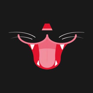 Funny cat red mouth halloween face T-Shirt