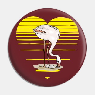 Flamingo lady love silhouette, sunset heart. Flamingo lover gift Pin