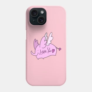 Pink Angel Elephant "Love You" Phone Case