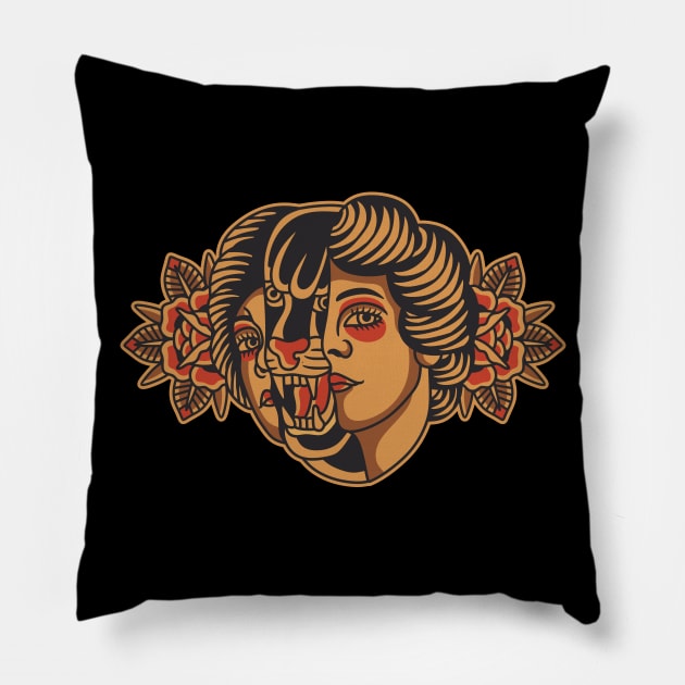 Panther Woman T-Shirt Pillow by Abrom Rose