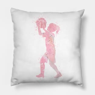 Girl Basketball Kid Sport Watercolor Gift Pillow