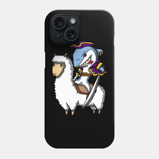 Shark Pirate Riding Llama Phone Case by underheaven