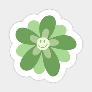 Bright and Cheerful Flower Smiley Face -  spring green Magnet