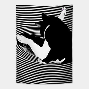 So Cute Tuxedo Cat in a Whirlpool Copyright by TeAnne Tapestry