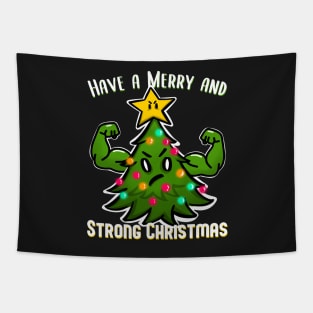 Christmas Tree with Muscles Strong Christmas for bodybuilder Tapestry