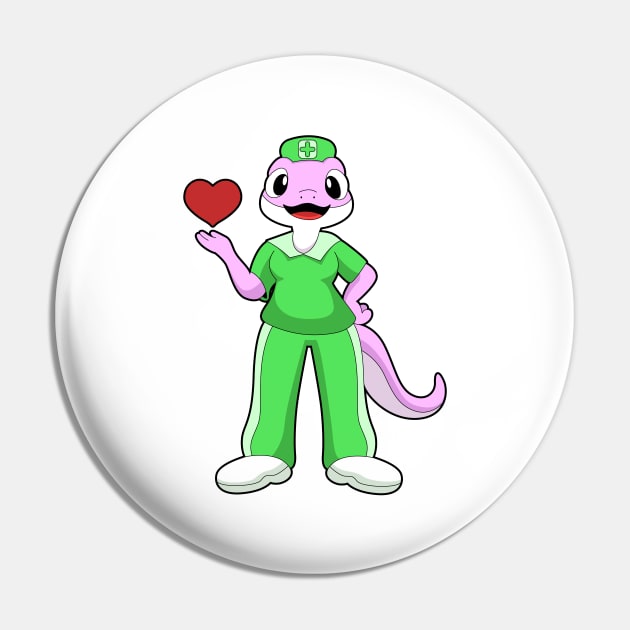 Geko as Nurse with Heart Pin by Markus Schnabel