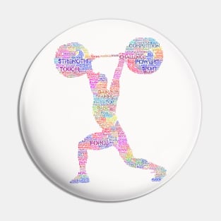 Weightlifting Strong Silhouette Shape Text Word Cloud Pin