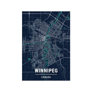 Winnipeg Blue Dark Color City Map T-Shirt