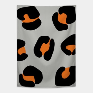 Large, Orange and Black, Leopard Spots Pack on Grey Tapestry