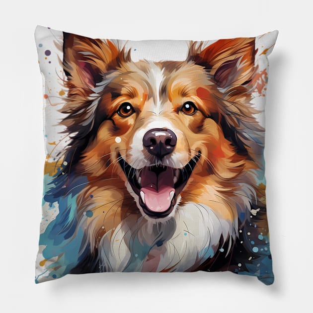 Pomeranian dog Pillow by AnimalArtZen