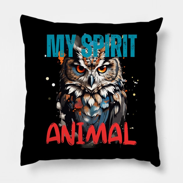 Owl Spirit Animal Pillow by Ironclaw