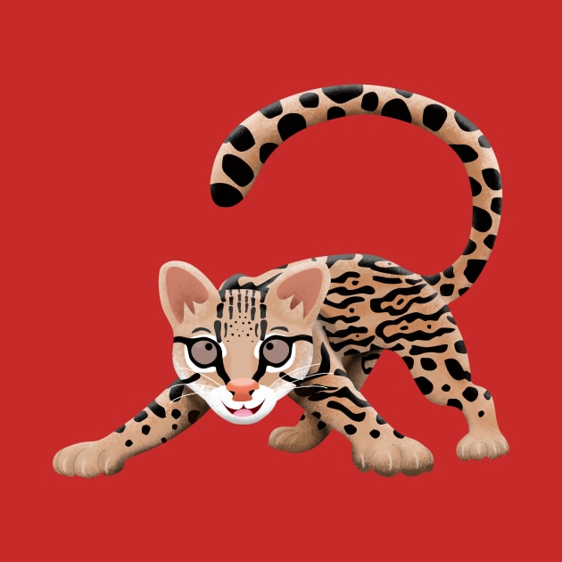 Cute ocelot cartoon illustration by FrogFactory