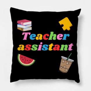 Teacher assistant, books, puzzle, watermelon, coffee Pillow